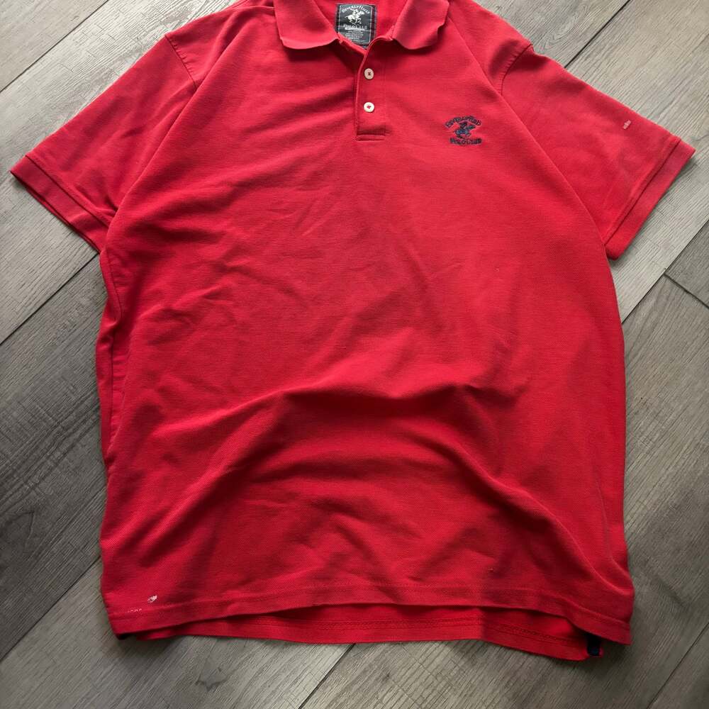 Beverly Hills Polo Club Mens Red Short Sleeve Polo Shirt